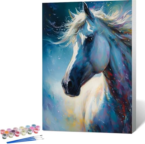 Tier Malen Nach Zahlen Pferd Malen Nach Zahlen Erwachsene Rahmenlos Paint by Numbers Kit, DIY Malen Nach Zahlen Kinder mit Pinseln und Acrylfarben Painting, Geschenke und Heimdekoration 50x65 cm 3-E von Zgcoyeo