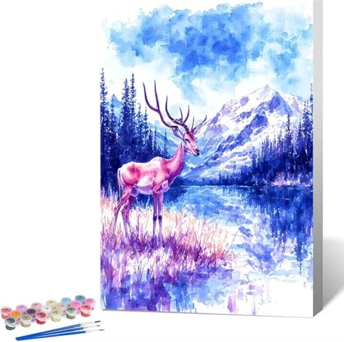 Tier Malen Nach Zahlen Reh Malen Nach Zahlen Erwachsene Rahmenlos Paint by Numbers Kit, DIY Malen Nach Zahlen Kinder mit Pinseln und Acrylfarben Painting, Geschenke und Heimdekoration 100x135 cm 4-9 von Zgcoyeo