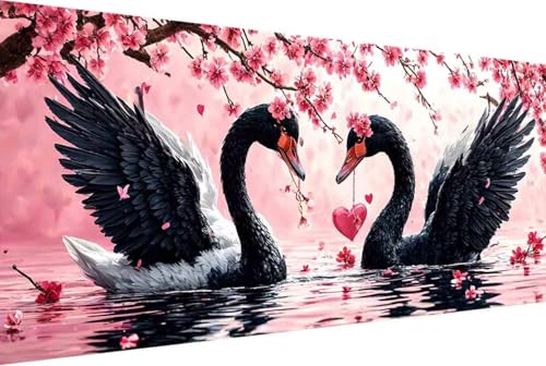 Tier Malen Nach Zahlen Schwan Malen Nach Zahlen Erwachsene Rahmenlos Paint by Numbers, mit Pinseln und Acrylfarben Leinwand Art Kits Paint by Numbers Adult Geschenke und Home Haus Deko 100x200cm -455S von Zgcoyeo