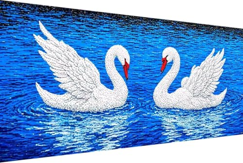 Tier Malen Nach Zahlen Schwan Malen Nach Zahlen Erwachsene Rahmenlos Paint by Numbers, mit Pinseln und Acrylfarben Leinwand Art Kits Paint by Numbers Adult Geschenke und Home Haus Deko 50x100cm -36y9 von Zgcoyeo