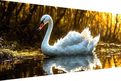 Tier Malen Nach Zahlen Schwan Malen Nach Zahlen Erwachsene Rahmenlos Paint by Numbers, mit Pinseln und Acrylfarben Leinwand Kits Paint by Numbers Adult für Geschenke und Home Haus Deko 30x60cm -37h3 von Zgcoyeo