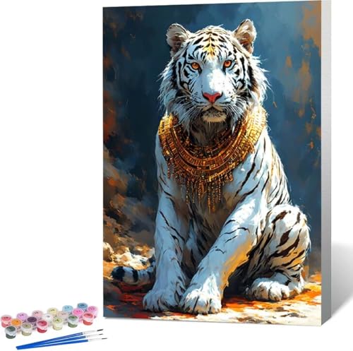 Tier Malen Nach Zahlen Tiger Malen Nach Zahlen Erwachsene Rahmenlos Paint by Numbers Kit, DIY Malen Nach Zahlen Kinder mit Pinseln und Acrylfarben, für Geschenke und Heimdekoration 100x135 cm 7-L von Zgcoyeo