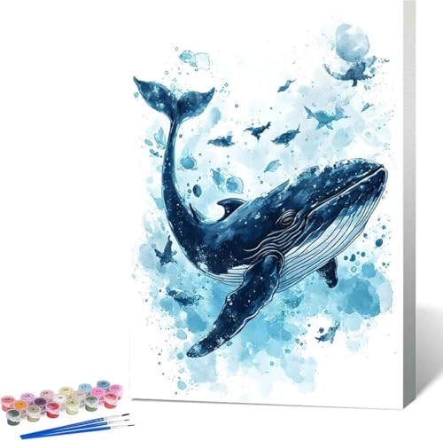 Tier Malen Nach Zahlen Wal Malen Nach Zahlen Erwachsene Rahmenlos Paint by Numbers Kit, DIY Malen Nach Zahlen Kinder mit Pinseln und Acrylfarben Painting, Geschenke und Heimdekoration 100x135 cm 2-I von Zgcoyeo