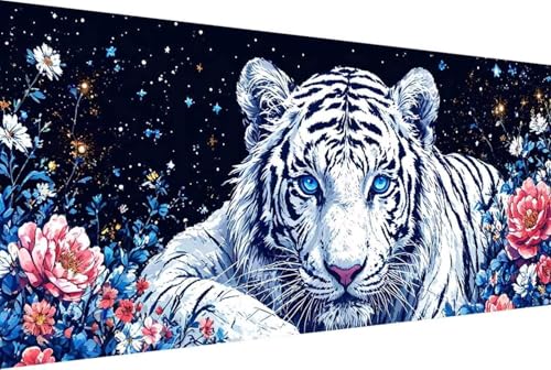 Tiger Malen Nach Zahlen Blume Malen Nach Zahlen Erwachsene Gerahmt Paint by Numbers, mit Pinseln und Acrylfarben Leinwand Kits Paint by Numbers Adult für Geschenke und Home Haus Deko 100x200cm -27rY von Zgcoyeo