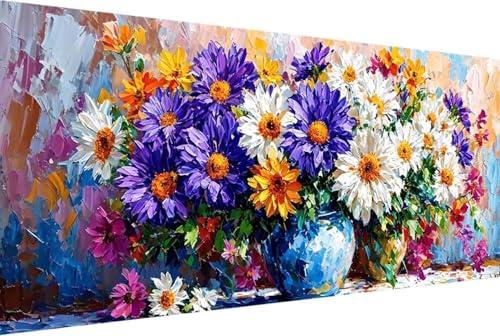 Vase Malen Nach Zahlen Blume Malen Nach Zahlen Erwachsene Gerahmt Paint by Numbers, mit Pinseln und Acrylfarben Leinwand Art Kits Paint by Numbers Adult für Geschenke und Home Haus Deko 80x160cm -35y8 von Zgcoyeo