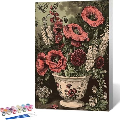 Vase Malen Nach Zahlen Blume Malen Nach Zahlen Erwachsene Rahmenlos Paint by Numbers Kit, DIY Malen Nach Zahlen Kinder mit Pinseln und Acrylfarben, für Geschenke und Heimdekoration 100x135 cm M-K von Zgcoyeo