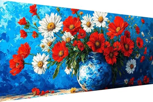 Vase Malen Nach Zahlen Erwachsene Rahmenlos Blume Malen Nach Zahlen Klein 30x60cm Paint by Numbers Adult mit Acrylfarben Set und 4 Pinsel Ölgemälde Leinwand Bastelset Heimdekoration Geschenke -38h7 von Zgcoyeo