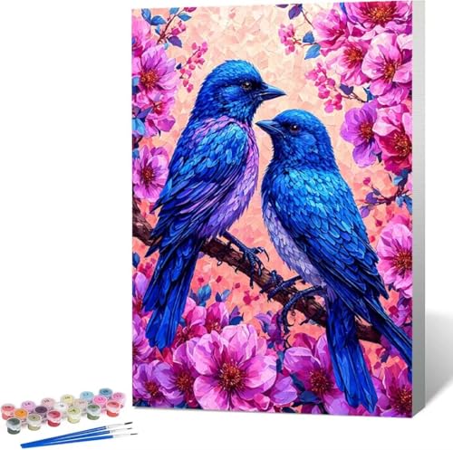 Vogel Malen Nach Zahlen Blume Malen Nach Zahlen Erwachsene Rahmenlos Paint by Numbers Kit, DIY Malen Nach Zahlen Kinder mit Pinseln und Acrylfarben, für Geschenke und Heimdekoration 100x135 cm 4-B von Zgcoyeo