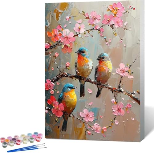 Vogel Malen Nach Zahlen Blume Malen Nach Zahlen Erwachsene Rahmenlos Paint by Numbers Kit, DIY Malen Nach Zahlen Kinder mit Pinseln und Acrylfarben, für Geschenke und Heimdekoration 100x135 cm E-O von Zgcoyeo