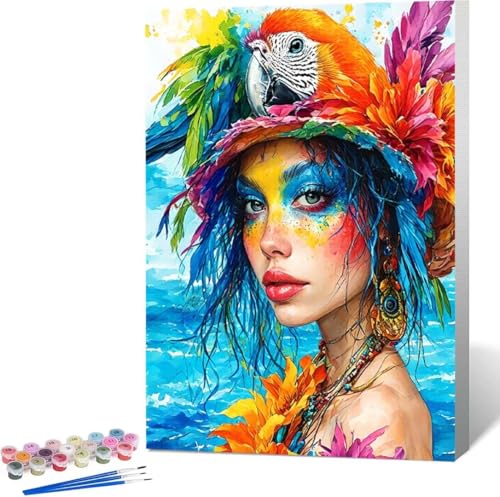 Vogel Malen Nach Zahlen Frau Malen Nach Zahlen Erwachsene Rahmenlos Paint by Numbers Kit, DIY Malen Nach Zahlen Kinder mit Pinseln und Acrylfarben Painting, Geschenke und Heimdekoration 30x40 cm J-9 von Zgcoyeo