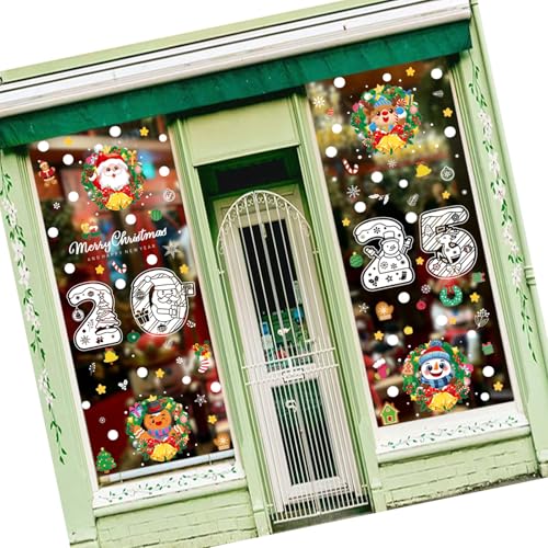 Zgehnao Fensteraufkleber, Weihnachts-Fensteraufkleber, wiederverwendbar, Festival-Aufkleber für Zuhause und Büro, Dekoration 2025, Urlaubsszenen-Zubehör von Zgehnao