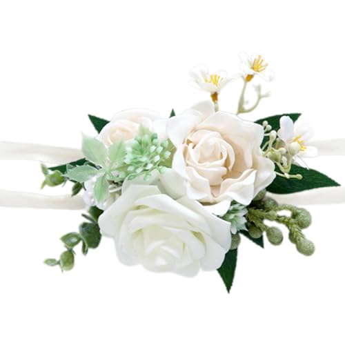 Zgehnao Hochzeitsarmband, 5 Stück Handgelenk-Ansteckblumen für Mutter der Braut und des Bräutigams, Rosen-Ansteckblume für Braut und Brautjungfer, Ansteckblumen für Abschlussbälle von Zgehnao