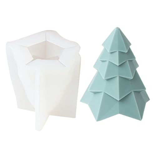 Zgehnao Kerzenformen, flexible Silikonform, geometrischer Weihnachtsbaum, Kerzenformen, duftende Aromatherapie, handgefertigte Ornamentform von Zgehnao