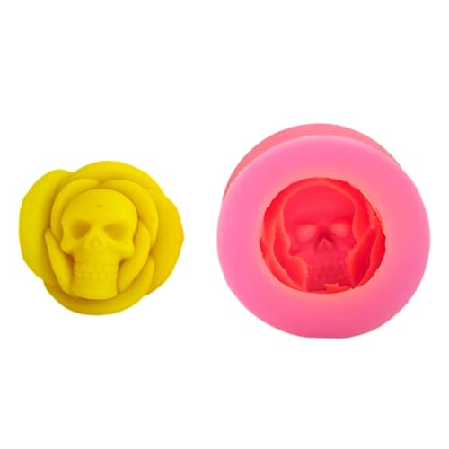 Zgehnao Totenkopf-Gipsformen, Totenkopf-Rosen-Silikonformen für Kerzen, Seife, Heimdekoration, Epoxidharz, Gips-Silikonformen, Fondant-Silikonformen von Zgehnao