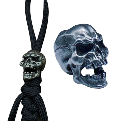 Zghhc 2 Stück Paracord-perlen, Totenkopf-abstandsperlen, Charms Für -Lanyard, Reißverschluss-anhänger, Schlüsselanhänger-anhänger, DIY-schmuckherstellung von Zghhc