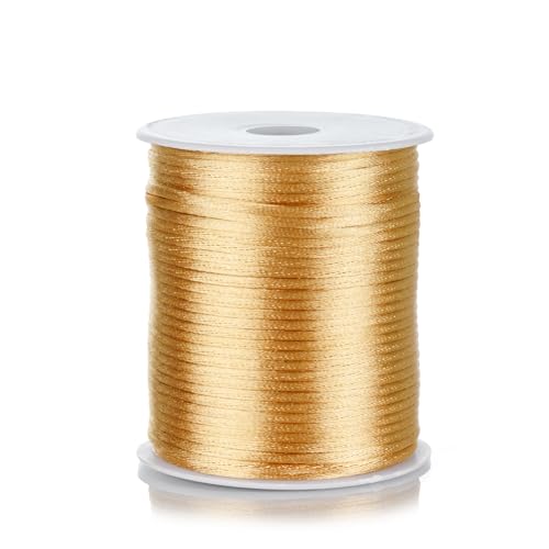 ZhXu Shuo Nylon-Satinschnur, 2 mm, Khaki-Schnur, 91,4 m, chinesische Nylonschnur, Rattenschwanz, Seidenschnur für Armband, Halskette, Schmuckherstellung, Makramee-Besatz von ZhXu Shuo