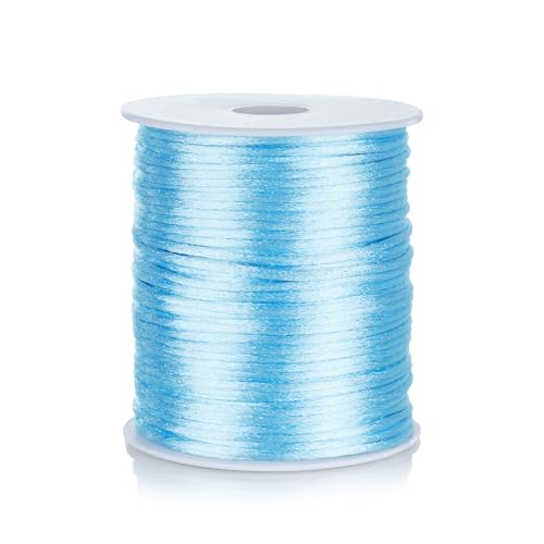 ZhXu Shuo Nylon-Satinschnur, 2 mm, himmelblaue Schnur, 91,4 m, chinesische Nylonschnur, Rattenschwanz, Seidenschnur für Armband, Halskette, Schmuckherstellung, Makramee-Besatz von ZhXu Shuo