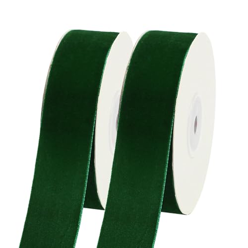 ZhXu Shuo Samtband, 3,8 cm x 20 m, Band für Herbsthochzeitsdekorationen, Urlaubsdekorationen, Geschenkverpackungen, Blumensträuße, Schleifen (dunkelgrün) von ZhXu Shuo