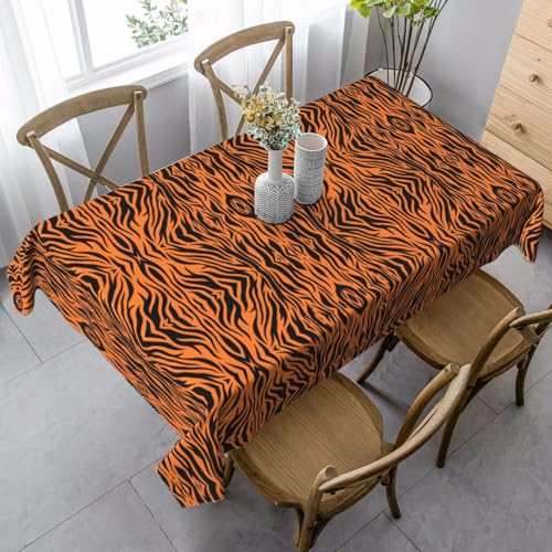 Rechteckige Tischdecke mit Tigerstreifen und orangefarbenem Muster, waschbar und langlebig, Esstischabdeckung für Küchendekoration und drinnen und draußen von ZhanGM