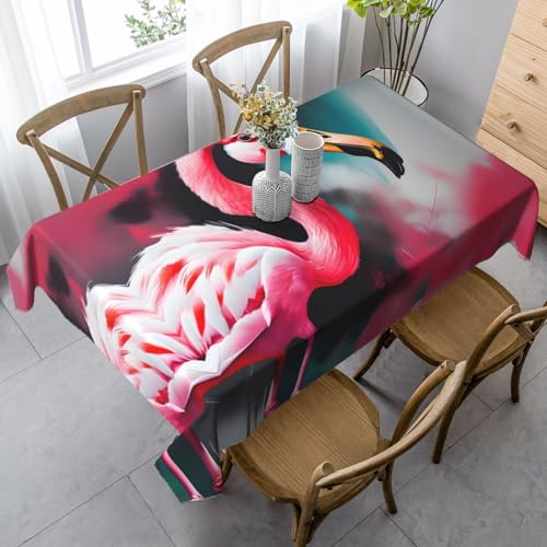 ZhanGM Rechteckige Tischdecke mit Flamingo-Druck, waschbar und langlebig, Esstischabdeckung für Küchendekoration und drinnen und draußen von ZhanGM