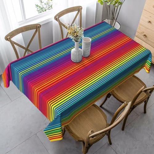 ZhanGM Rechteckige Tischdecke mit Regenbogenmuster, waschbar und langlebig, Esstischabdeckung für Küchendekoration und drinnen und draußen von ZhanGM