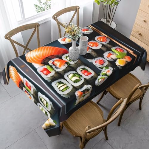 ZhanGM Rechteckige Tischdecke mit Sushi-Muster, waschbar und langlebig, Esstischabdeckung für Küchendekoration und drinnen und draußen von ZhanGM