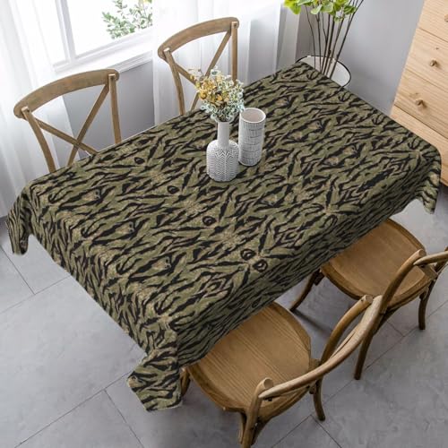 ZhanGM Rechteckige Tischdecke mit Tigerstreifen-Camouflage-Druck, waschbar und langlebig, Esstischabdeckung für Küchendekoration und drinnen und draußen von ZhanGM