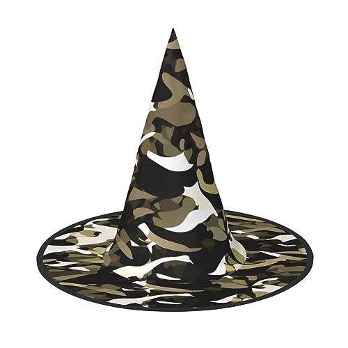 ZhanMg Halloween-Partyhüte mit Camouflage-Muster – Hexenhut Kostümzubehör, festliche Maskerade & Cosplay-Verkleidung, faltbar von ZhanMg