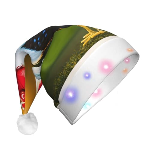 ZhanMg printidea1688440585138 LED-Weihnachtsmütze für Erwachsene, klassisch, bunt, Weihnachtsmann, Neujahr, Party, Kopfschmuck, Plüschkappe von ZhanMg