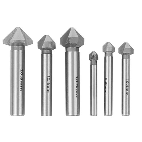 6 Stcs Chamfer Cutter Round Shank 3 Bewertet 90 Grad Hochgeschwindigkeits -Stahl -Countersink -Bohrer -Bit -Set von Zhangpu