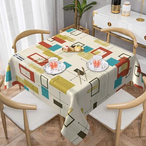 ZhaoYuGoods Dekorative Tischdecke, Druck Mitte des Jahrhunderts, moderne Tischdecke, wasserabweisend, Polyester-Tischdecke für Zuhause, Küche, Innenbereich, 152 x 152 cm von ZhaoYuGoods