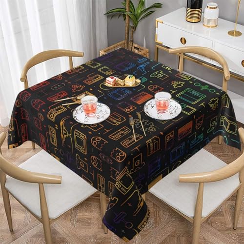 ZhaoYuGoods Dekorative Tischdecke, Druckspiel, Video-Spiel-Muster, Tischdecke, wasserabweisend, Polyester-Tischdecke für Zuhause, Küche, Innenbereich, 152 x 152 cm von ZhaoYuGoods