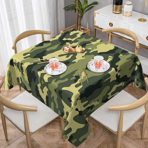 ZhaoYuGoods Dekorative Tischdecke, bedruckt, Camouflage, Wald-Tarnmuster, wasserabweisend, Polyester-Tischdecke für Zuhause, Küche, Innenbereich, 152 x 152 cm von ZhaoYuGoods