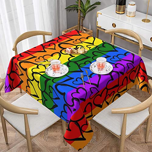 ZhaoYuGoods Dekorative Tischdecke, bedruckt, Gay Pride, Regenbogenmuster, Tischdecke, wasserabweisend, Polyester-Tischdecke für Zuhause, Küche, Innenbereich, 152 x 152 cm von ZhaoYuGoods