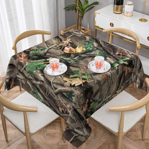 ZhaoYuGoods Dekorative Tischdecke, bedruckt, Harthölzer, Camouflage-Tischdecke, wasserabweisend, Polyester-Tischdecke für Zuhause, Küche und drinnen, 137 x 137 cm von ZhaoYuGoods