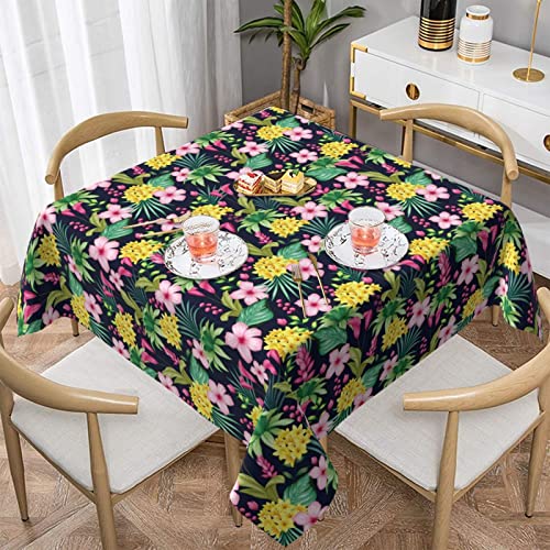 ZhaoYuGoods Dekorative Tischdecke, bedruckt, Hawaii-Blume, wasserabweisend, Polyester-Tischdecke für Zuhause, Küche und Innenbereich, 137 x 137 cm von ZhaoYuGoods