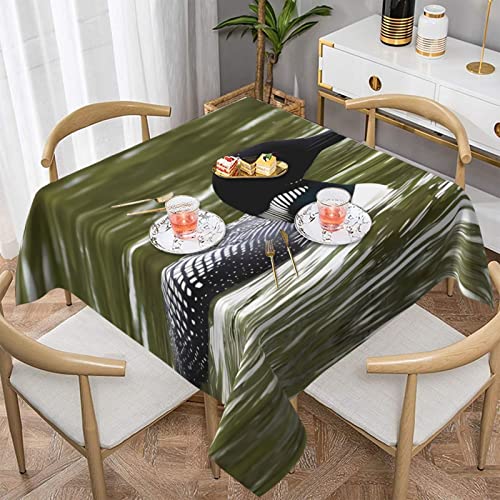 ZhaoYuGoods Dekorative Tischdecke, bedruckt, Motiv: Loon Natur, Vogel-Tischdecke, wasserabweisend, Polyester-Tischdecke für Zuhause, Küche und drinnen, 137 x 137 cm von ZhaoYuGoods