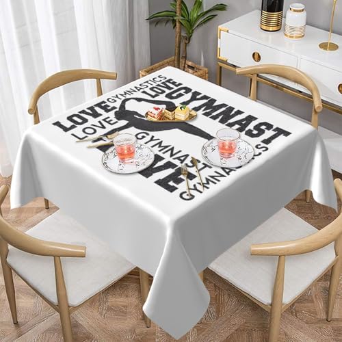 ZhaoYuGoods Dekorative Tischdecke, bedruckt, Motiv: Love, Gymnastik-Tischdecke, wasserabweisend, Polyester-Tischdecke für Zuhause, Küche, Innenbereich, 152 x 152 cm von ZhaoYuGoods