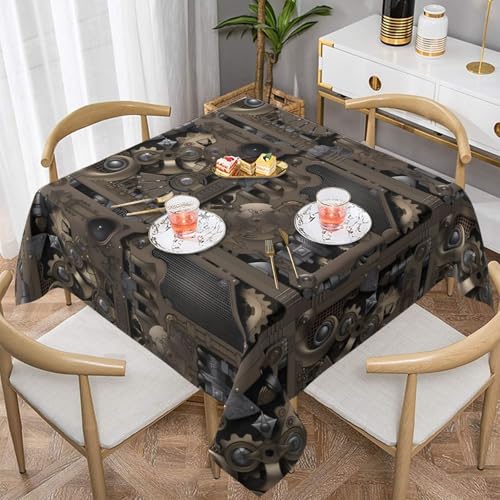 ZhaoYuGoods Dekorative Tischdecke, bedruckt, Steampunk-Tischdecke, mechanische Zahnräder, wasserabweisend, Polyester-Tischdecke für Zuhause, Küche, Innenbereich, 137 x 137 cm von ZhaoYuGoods