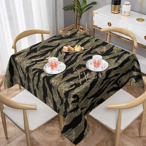 ZhaoYuGoods Dekorative Tischdecke, bedruckt, Tigerstreifen, Camouflage-Tischdecke, wasserabweisend, Polyester-Tischdecke für Zuhause, Küche und drinnen, 152 x 152 cm von ZhaoYuGoods