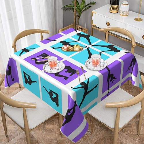 ZhaoYuGoods Dekorative Tischdecke, bedruckt, Turnspiel-Tischdecke, wasserabweisend, Polyester-Tischdecke für Zuhause, Küche und drinnen, 137 x 137 cm von ZhaoYuGoods