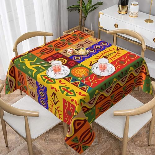 ZhaoYuGoods Dekorative Tischdecke, bedruckt, afrikanische Nationalmuster, Tischdecke, wasserabweisend, Polyester-Tischdecke für Zuhause, Küche und Innenbereich, 137 x 137 cm von ZhaoYuGoods