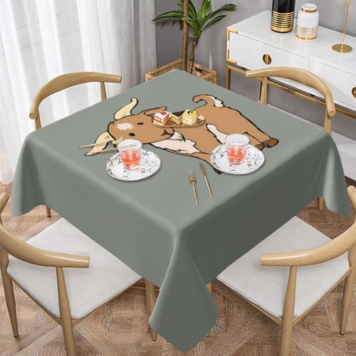 ZhaoYuGoods Dekorative Tischdecke, bedruckt, braune Ziege, wasserabweisend, Polyester-Tischdecke für Zuhause, Küche und drinnen, 137 x 137 cm von ZhaoYuGoods