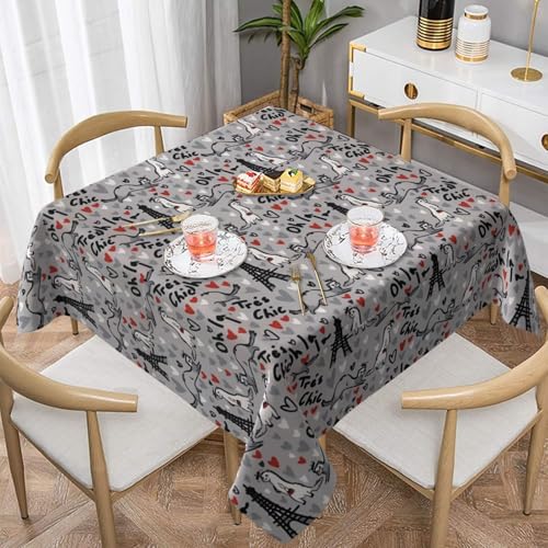 ZhaoYuGoods Dekorative Tischdecke, bedruckt, französisches Modemodell, Frettchen, Tischdecke, wasserabweisend, Polyester, Tischdecke für Zuhause, Küche, Innenbereich, 137 x 137 cm von ZhaoYuGoods