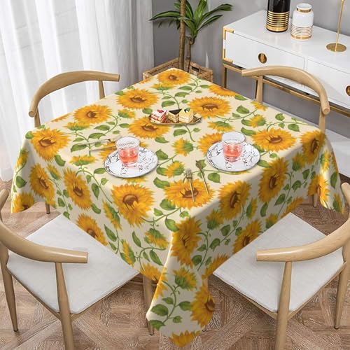 ZhaoYuGoods Dekorative Tischdecke, bedruckt, frische Sonnenblumen, wasserabweisend, Polyester-Tischdecke für Zuhause, Küche, Innenbereich, 137 x 137 cm von ZhaoYuGoods