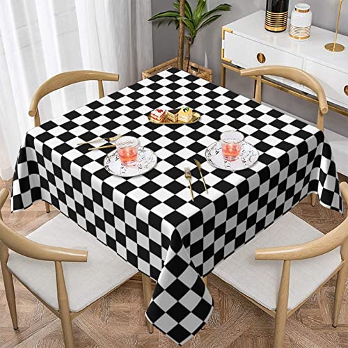 ZhaoYuGoods Dekorative Tischdecke, bedruckt, schwarz-weiß kariert, Tischdecke, wasserabweisend, Polyester-Tischdecke für Zuhause, Küche, Innenbereich, 137 x 137 cm von ZhaoYuGoods