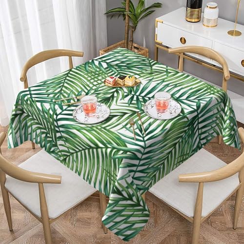 ZhaoYuGoods Dekorative Tischdecke, bedruckt, tropische Palmenblätter, Aquarell-Tischdecke, wasserabweisend, Polyester-Tischdecke für Zuhause, Küche, Innenbereich, 137 x 137 cm von ZhaoYuGoods