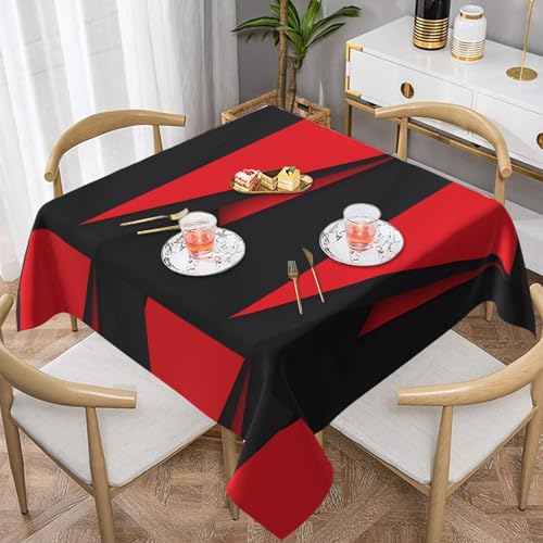 ZhaoYuGoods Dekorative Tischdecke, bedruckt, wasserabweisend, Polyester-Tischdecke für Zuhause, Küche, Innenbereich, 152 x 152 cm, Rot / Schwarz von ZhaoYuGoods