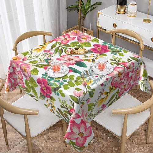 ZhaoYuGoods Dekorative Tischdecke, bedruckt mit Hibiskusblumen, wasserabweisend, Polyester-Tischdecke für Zuhause, Küche, Innenbereich, 137 x 137 cm von ZhaoYuGoods