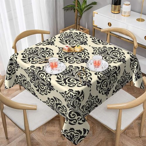 ZhaoYuGoods Dekorative Tischdecke, bedruckt mit asiatischen Elefanten, wasserabweisend, Polyester-Tischdecke für Zuhause, Küche, Innenbereich, 137 x 137 cm von ZhaoYuGoods